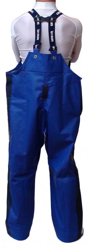 76 合羽 完全防水 ブルー サロペット 胸付ズボン
