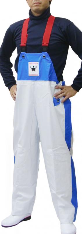 輪島港 オリジナル ワシロサ鯱 ホワイト/ブルー 胸付ズボン