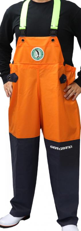 漁師水産カッパ シーグランド オレンジ 胸付ズボン