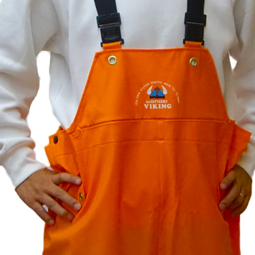軽い 水産合羽 ワンダーバイキング オレンジ サロペット 胸付ズボン 