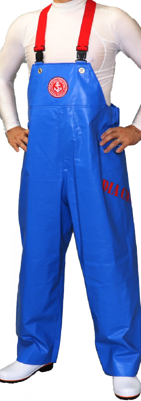 水産合羽 ラグライト ウレタン素材 ブルー 胸付ズボン